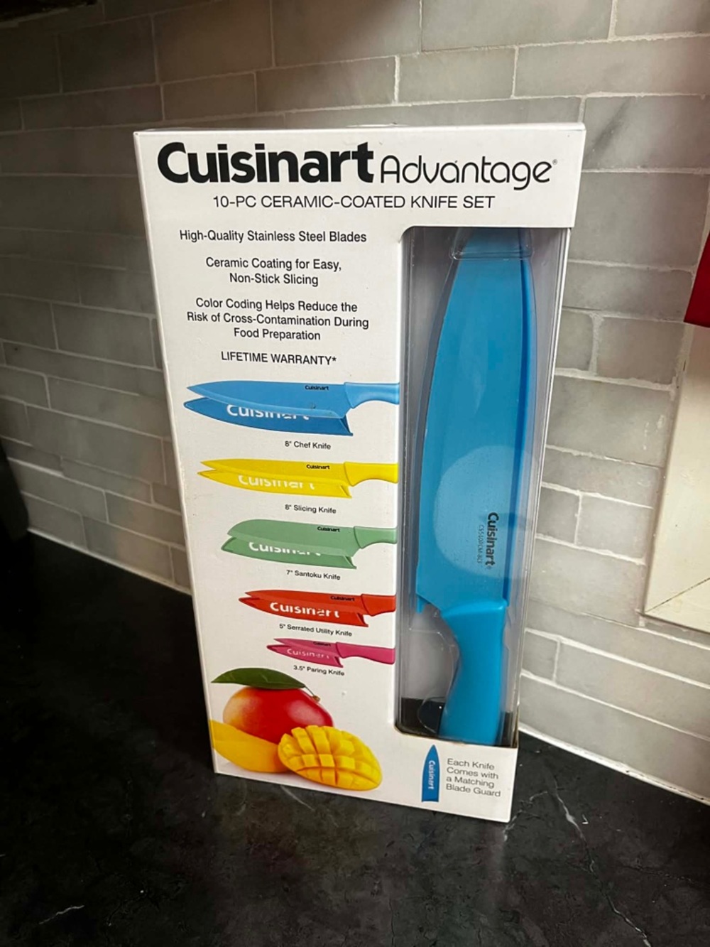 NIB Cuisinart 10-Pc Ceramic-Coated Knife Set